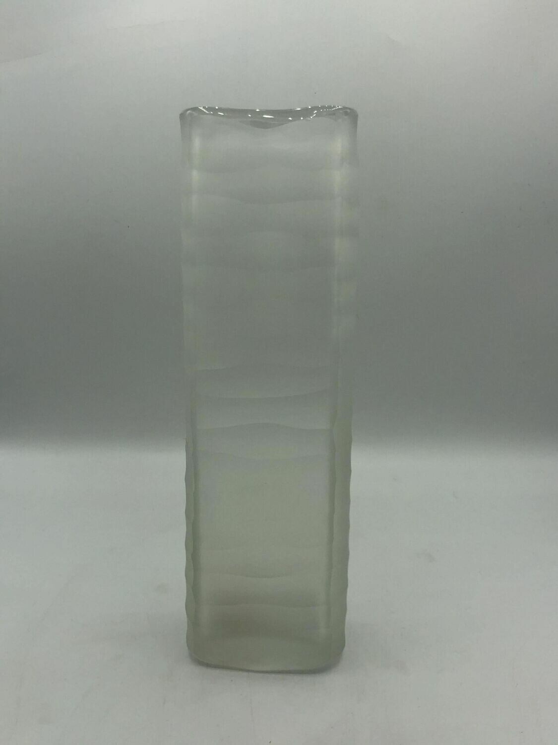 Carved rectangular glass vase, clear, L