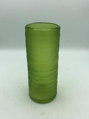 Carved Cylinder Glass Vase "Grass Green"