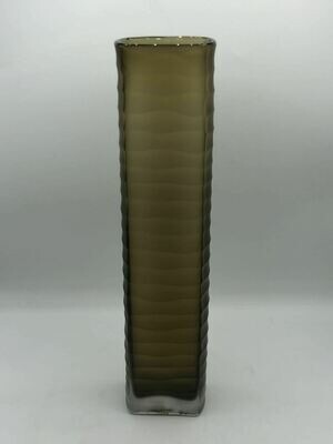 Carved rectangular glass vase, milk chocolate, XL