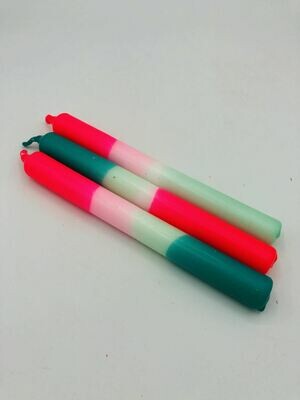 Handgefertigte Kerze (3er Set, Farbe: grün /pink)
