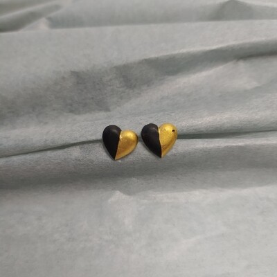 Kolczyki, serduszka czarne mat