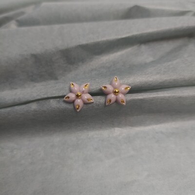Kolczyki, kwiatki, lila fiolet