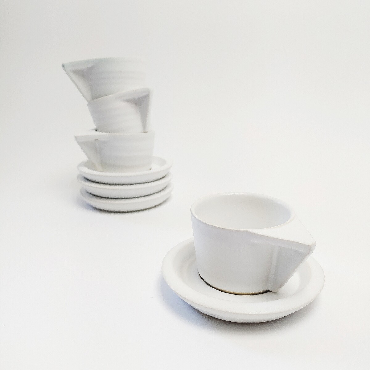 Zestaw 4 Filiżanek espresso, białe mat, 70 ml