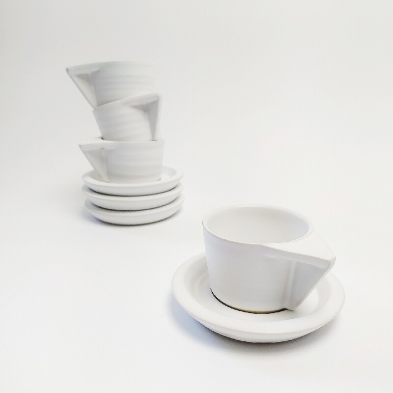 Zestaw 4 Filiżanek espresso, białe mat, 70 ml