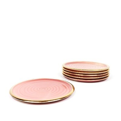 Zestaw 6 Talerzyków deserowych, różowy złocony, 21 cm