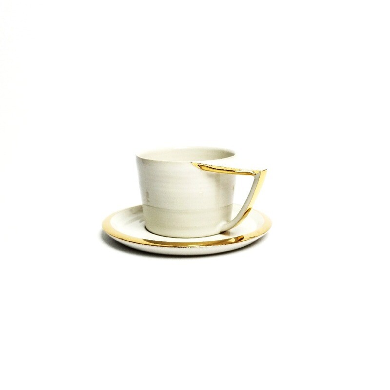 Filiżanka RUBATO do cappuccino, biała, złocona