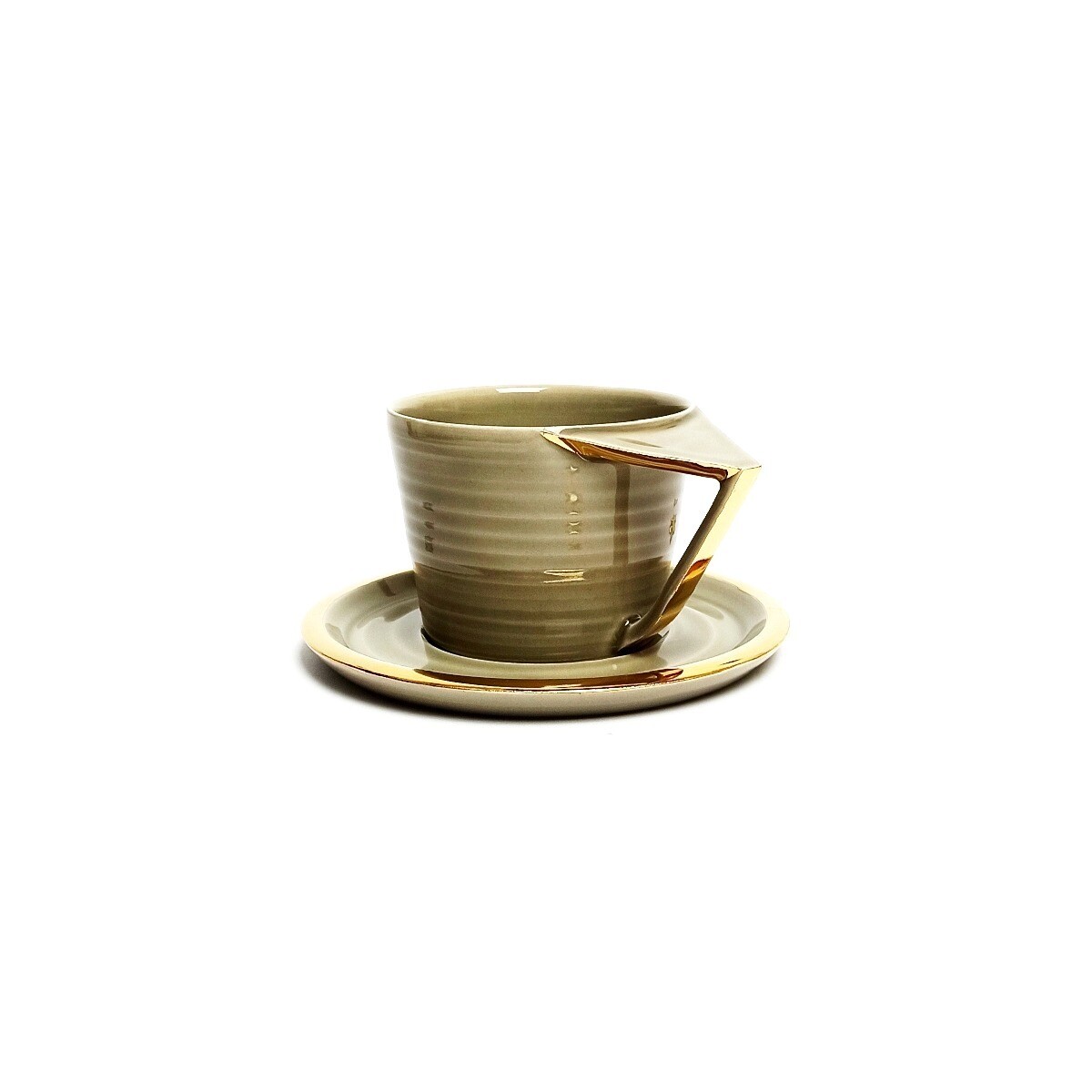 Filiżanka RUBATO do cappuccino, szara, złocona