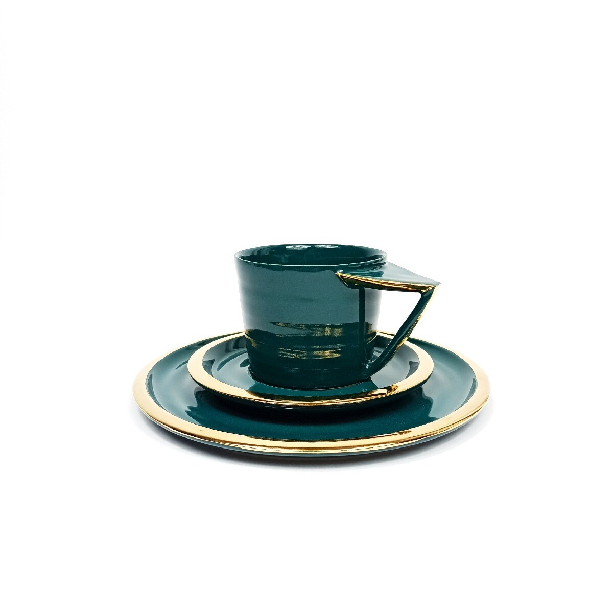 Zestaw prezentowy Filiżanka RUBATO do cappuccino, talerzyk 21 cm, morski, złocony