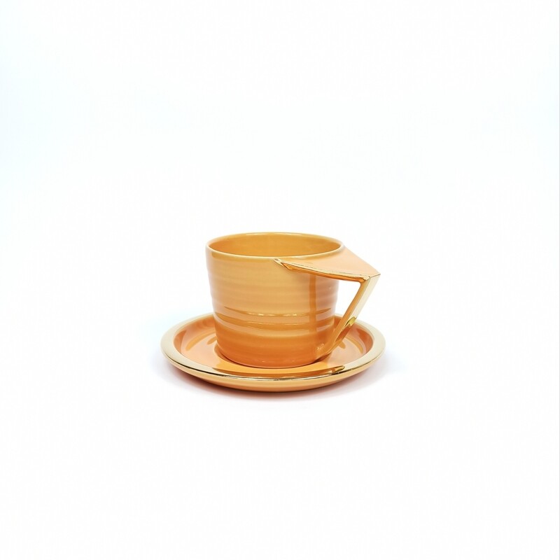 Filiżanka Rubato do cappuccino, 250 ml, pomarańczowa, złocona