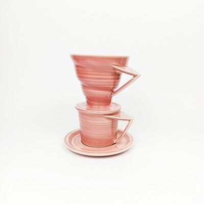 Zestaw zaparzacz przelewowy SWIRL 2 + Filiżanka RUBATO różowy