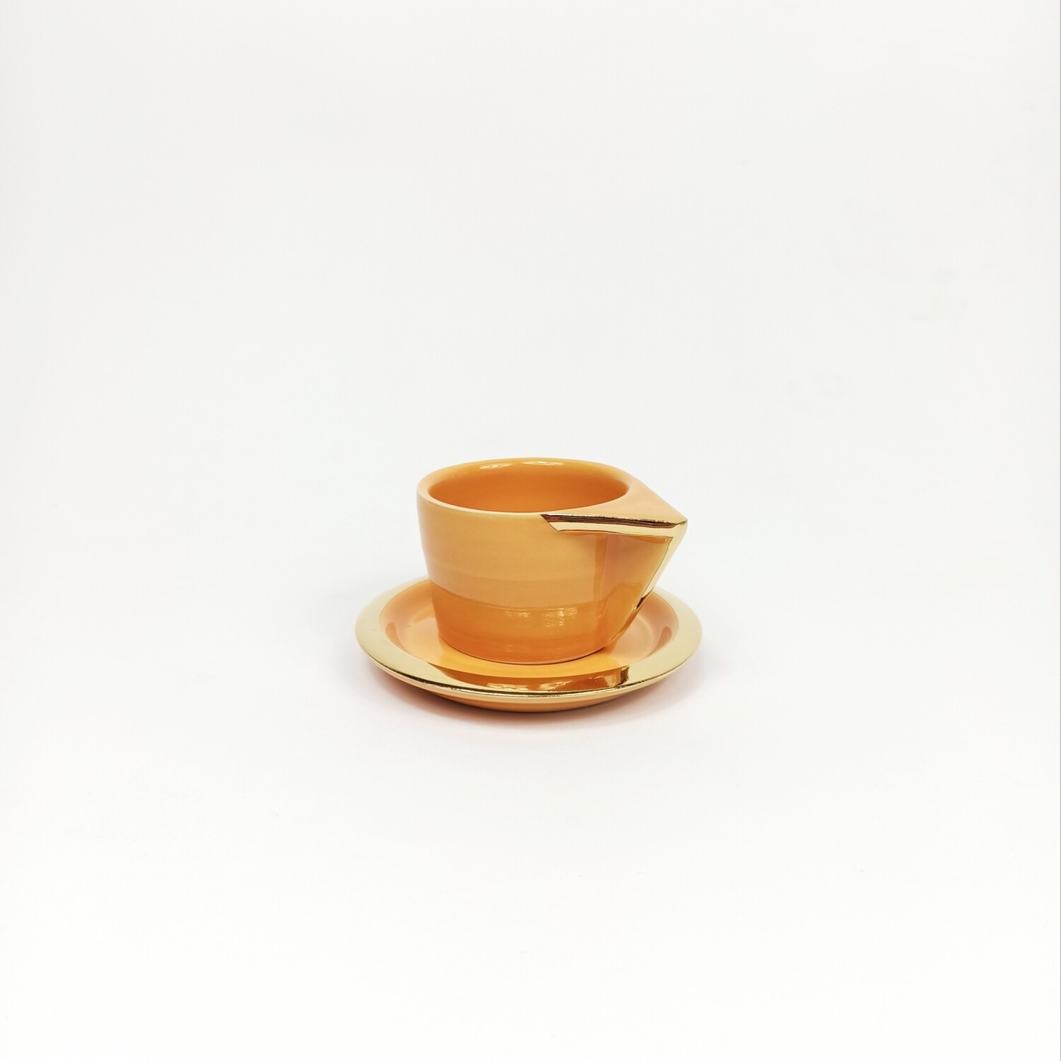 Filiżanka VIVACE do espresso, pomarańczowa, złocona