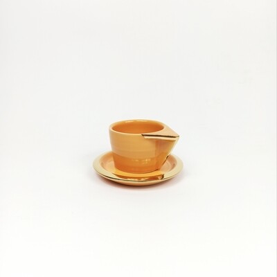 Filiżanka VIVACE do espresso, pomarańczowa, złocona