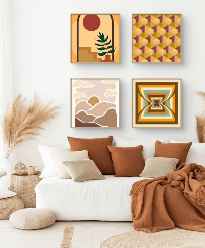 Posterpaket – Abstrakt Retro Collection 4 st