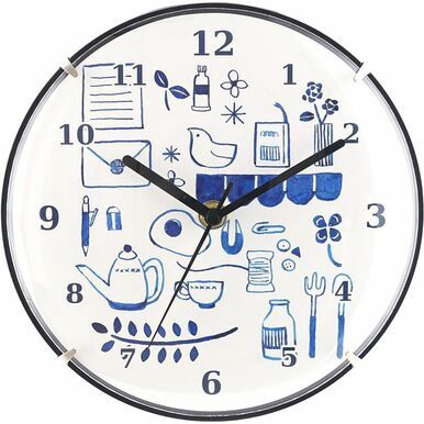 Wall Clock w/Glass cover Blue@高額(3.0)掛け時計アステロ　アオ