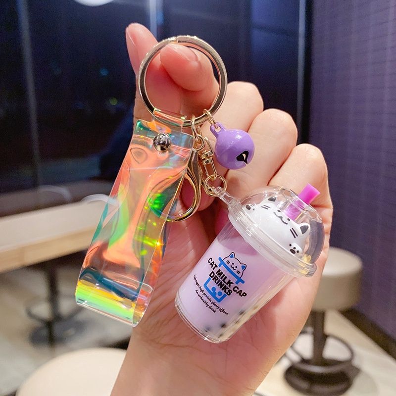 Boba milk tea keychain, Type: Purple
