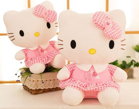 Hello Kitty Plush striped bow pattern 30cm/50cm, Colour: Light pink 50cm