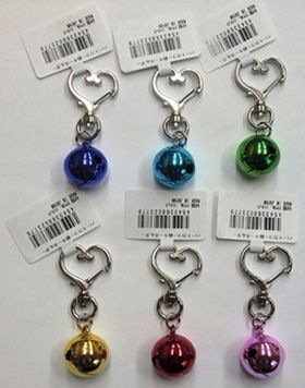Key ring@ハート カラー鈴 キーホルダー