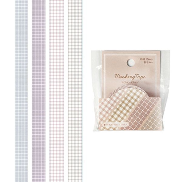 Masking tape 15mmx6m dasty color check@マスキングテープ15MMX6M クスミカラーチェック
