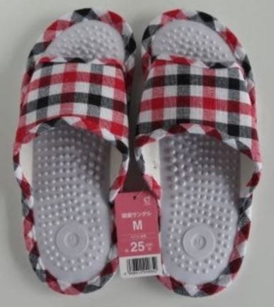 Nubby Footbed Massage Sandal25cm Red Check