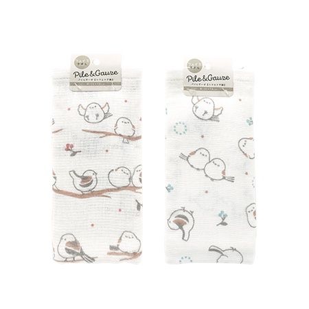 PG FACE TOWEL LONG TAILED TIT@ﾊﾟｲﾙｶﾞｰｾﾞ ﾌｪｲｽﾀｵﾙ ｼﾏｴﾅｶﾞ 約28×70cm