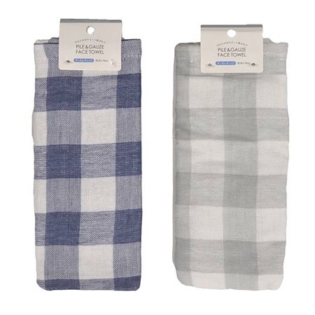 PG FACE TOWEL@パイルガーゼ フェイスタオル ギンガムチェック