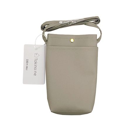 SHOULDER BAG WITH GUSSET GY@TPB.高額(3.0)合皮　マチ付きショルダーGY