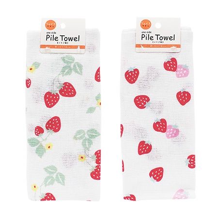 ONE SIDE PILE FACE TOWEL S@片面パイル フェイスタオル イチゴ柄