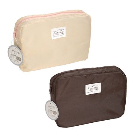 NC GUSSET POUCH SL NANE@ナチュラルカラー マチ付ポーチ 合皮ネーム付