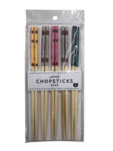 Bamboo chopsticks 5pcs Bear@竹塗箸5P ベアー