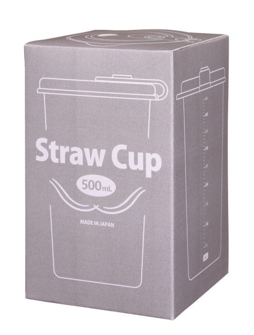 Straw in Cup with measurement - Peach@ｷｬｯﾌﾟ付ｽﾄﾛｰｶｯﾌﾟ(ﾒﾓﾘ)500mlﾋﾟｰﾁ海外用