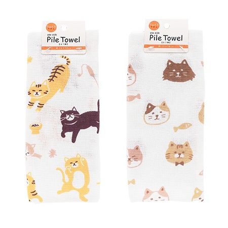 ONE SIDE PILE FACE TOWEL C@片面パイル フェイスタオル ネコ柄