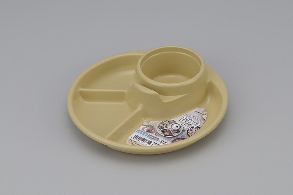 Dish@バーベキューディッシュ丸ベージュ