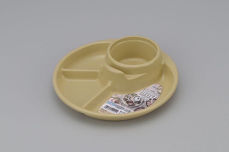 Dish@バーベキューディッシュ丸ベージュ