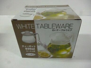 300 glass ware pot with 850ml@ホワイトティーポット3-4人用
