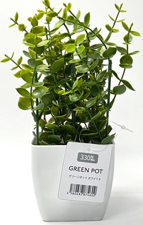 Green Pot@高額(3.0) グリーンポット ホワイト B(ﾕｰｶﾘの葉)