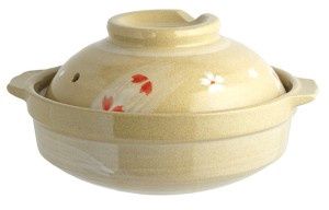 EARTHEN WARE@花さくら 浅型土鍋17cm海外用