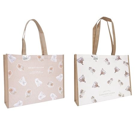 COATED NONWOVEN BAG L AF@不織布コーティングバッグ L アニマルフォト柄