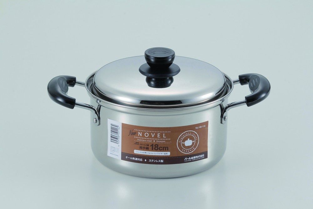 stainless steel stew pot 18cm@HB116NEWﾉｳﾞｪﾙ ｽﾃﾝ両手鍋18cm