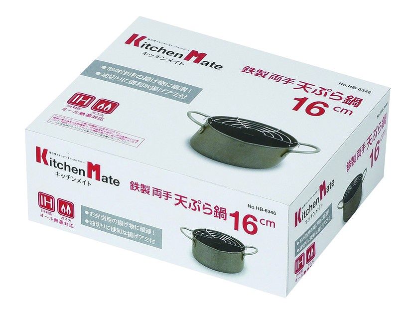 Iron two-handed tempura pot 16 cm@高額(7.0)HB6346/K.M鉄製両手天ぷら鍋16cm
