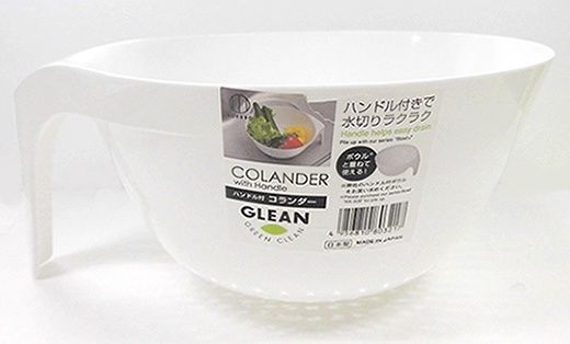 Kitchen Bowl &amp; Colander / Corner Pot@ハンドル付コランダー（ホワイト）海外用