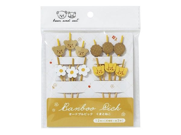 Bamboo Pick Bear and Cat@オードブルピックくまとねこ12本