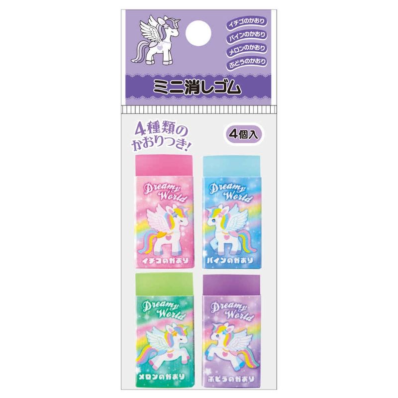 Mini eraser 4P@かおり付ミニ消しゴム4Pﾄﾞﾘｰﾐｰﾜｰﾙﾄﾞ