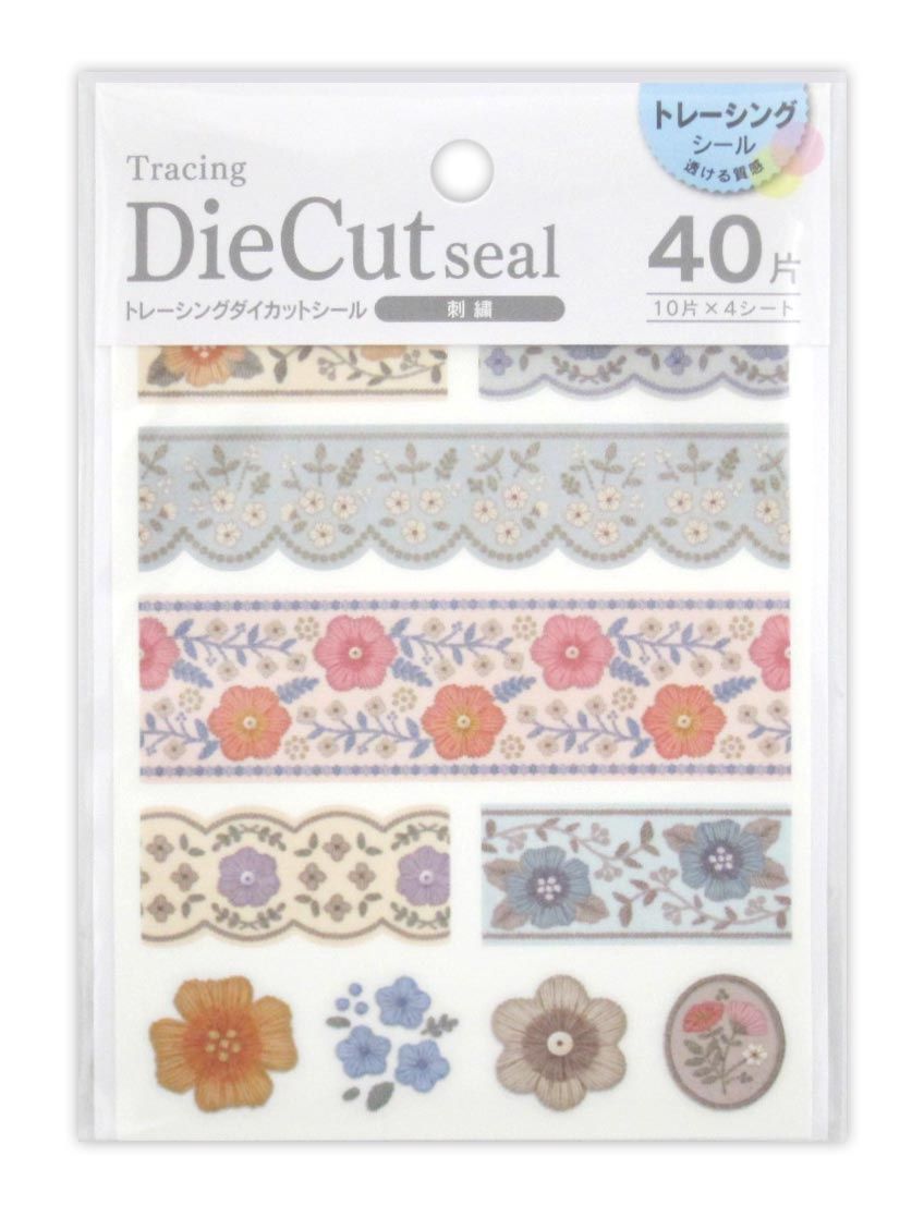 Tracing die-cut sticker 40 Embroidery@トレーシングダイカットシール 刺繍 40片
