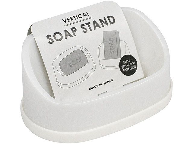 Soap dish(PP/PE)@angeeタテ置き石けん台 ホワイト