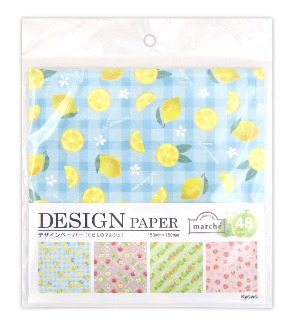 Designed paper 48 sheets Fruit marche@デザインペーパー くだものマルシェ 48枚