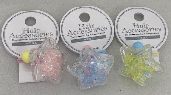 Hair pony Shakashaka star x beads 1P@ヘアポニー　シャカシャカ星×ビーズ玉1P
