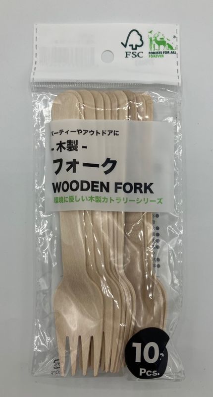 single use wooden fork@HU3002 木製フォーク 10本入