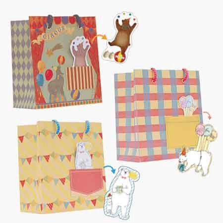 PAPER BAG W/PK AND CARD ANIMAL@ﾎﾟｹｯﾄ&amp;ﾒｯｾｰｼﾞｶｰﾄﾞ付ﾍﾟｰﾊﾟｰﾊﾞｯｸﾞ ｱﾆﾏﾙ