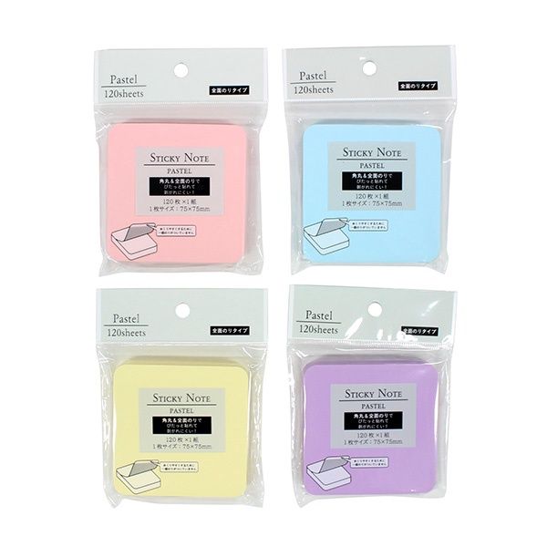 Round Balloon Paper Full Glue Pastel@角丸ふせん紙 全面のり75×75mm(パステル)1P