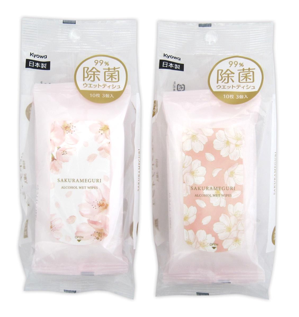 Mini wet wipes 10 sheets (pack of 3) SD@99％除菌ｳｴｯﾄﾃｨｯｼｭ携帯用桜巡りSD10枚3P/2AST